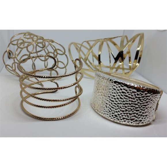 BUNDLE lot 4 wide trendy fashionista bracelets variety statement etc - Picture 2 of 6